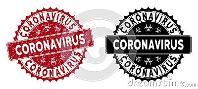 Scratched Coronavirus Round Red Watermark Stock Photo