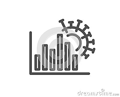 Coronavirus statistics line icon. Covid-19 confirmed cases graph sign. Vector Vector Illustration