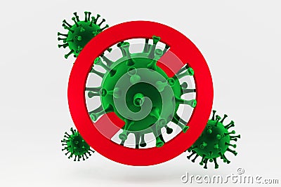 Coronavirus Stop Sign. Cartoon Illustration