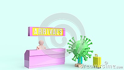 Coronavirus and suite case checkin arrival counter for travel content 3d rendering Stock Photo