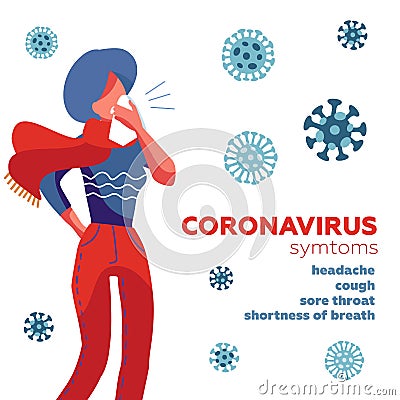 Coronavirus Symptoms, Mers Cov is a common virus that causes an infection in your nose, sinuses, or upper throat. Middle Vector Illustration