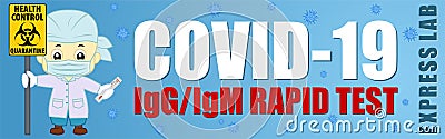 Coronavirus Testing banner. Covid-19 Rapid IgM-IgG test Vector Illustration