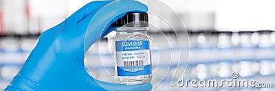 Coronavirus Vaccine bottle Corona Virus COVID-19 Covid vaccines copyspace copy space panoramic photo Stock Photo