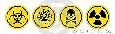 Coronavirus vector icon, Bio hazard symbol, Radiation sign, Toxic emblem Vector Illustration