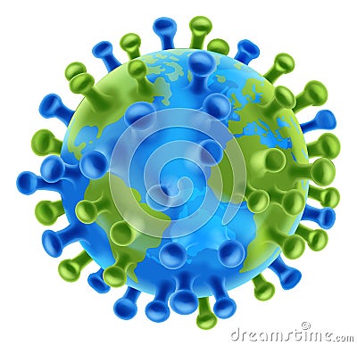 Coronavirus Virus Cell Global Pandemic World Vector Illustration