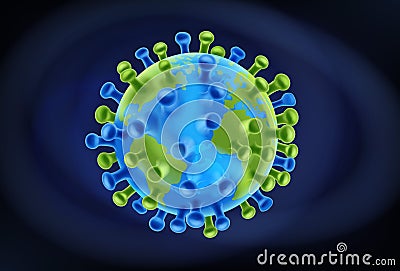 Coronavirus Virus Cell Global Pandemic World Vector Illustration