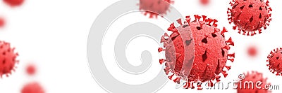 Coronavirus on white background. COVID-19 pandemic. Coronavirus disease. Banner. Cartoon Illustration