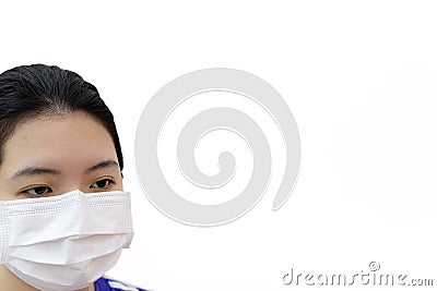 Coronavirus, woman wearing a mask to protect her face from the Corona virus and prevent the spread of the disease to others Stock Photo