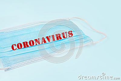 Coronavirus word on facemask Stock Photo