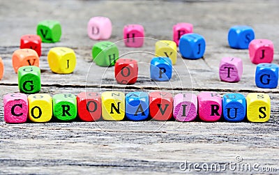 Coronavirus word on table Stock Photo