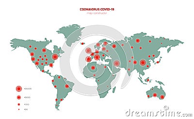 Coronavirus world map constructor. Covid 19 global infographic. Isolated viral poster Vector Illustration