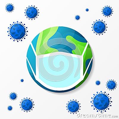 Coronavirus. World wears mask to fight against virus Vector Illustration