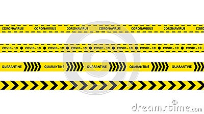 coronavirus yellow stripes. danger tape symbols vector illustration. caution line Cartoon Illustration