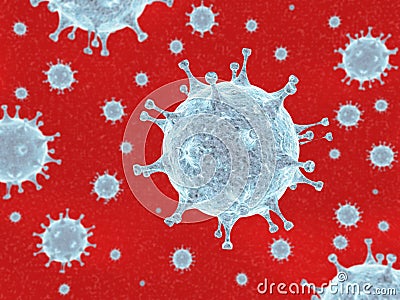 coronaviruses floating - 3d rendering Stock Photo