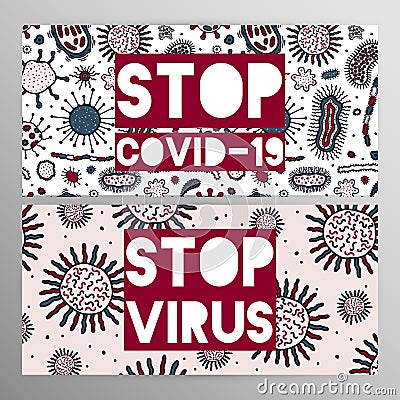Coronovirus infection COVID-19 alert poster. 20th century pandemic,transmitted by airborne droplets Cartoon Illustration