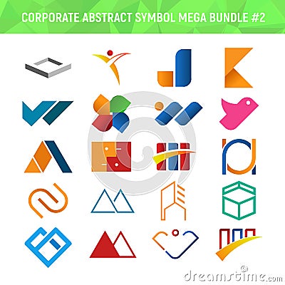 Corporate Abstract Symbol Mega Bundle Pack Design 2 Vector Illustration