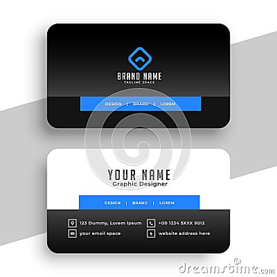 Corporate black and blue elegant business card template Vector Illustration