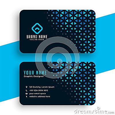 Corporate black and blue modern halftone business card template Vector Illustration