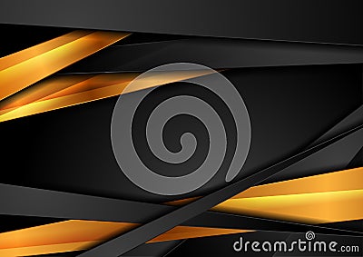 Corporate black glossy and luxury golden stripes abstract background Vector Illustration