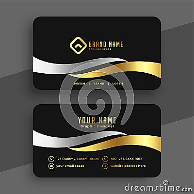 Corporate black and golden elegant business card template Vector Illustration