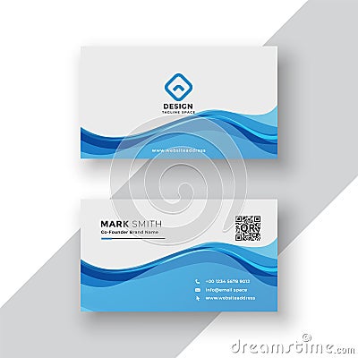 Corporate blue business card template Vector Illustration