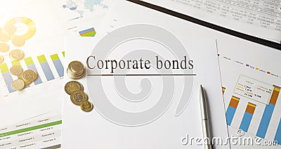 CORPORATE BONDS inscription on the documents. Stock Photo