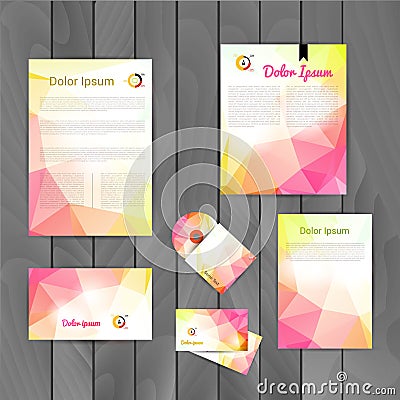 Corporate brand Business identity design Template Layout. Letter, Letterhead, Folder, card. Vector company triangle Vector Illustration