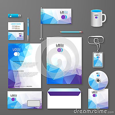 Corporate brand Business identity design Template Layout. Letter, Letterhead, Folder, card. Vector company triangle Vector Illustration