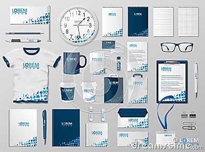 Corporate Branding identity template design. Modern Stationery mockup blue color. Business style stationery and Vector Illustration