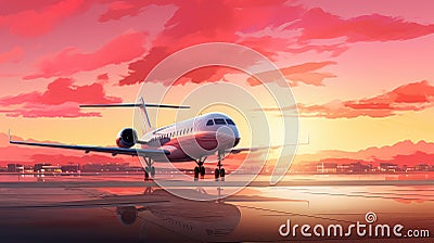 corporate business airport background Cartoon Illustration