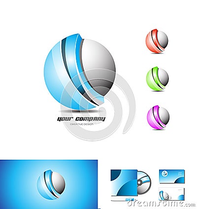 Corporate business blue sphere 3d logo Vector Illustration