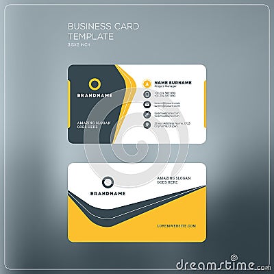 Corporate Business Card Print Template. Personal Visiting Card Vector Illustration