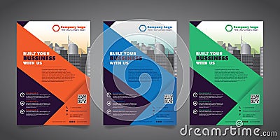 Corporate Business Flyer Design Template with 3 Various Options. Vector Illustration. Vector Illustration