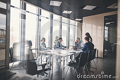 Business team and manager in a meeting Stock Photo