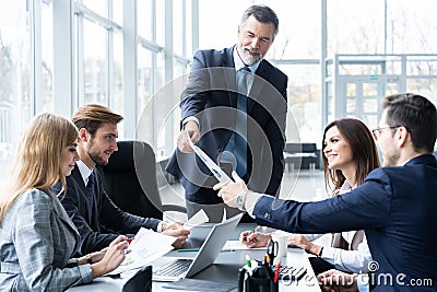 Corporate business team and manager in a meeting, close up Stock Photo