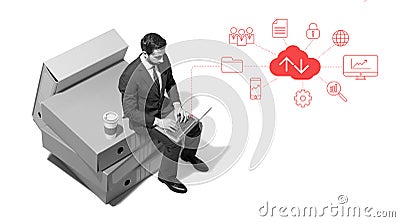 Corporate businessman connecting online and working Stock Photo