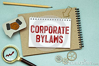 Corporate Bylaws is shown using a text Stock Photo