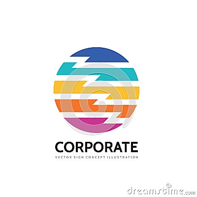Corporate - concept business logo temlate vector illustration. Colored stripes in circle shape. Future tecnology creative sign. Vector Illustration