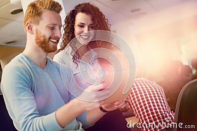 Corporate coworkers brainstorming in company Stock Photo