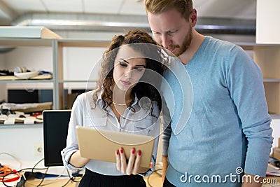 Corporate coworkers brainstorming in company Stock Photo