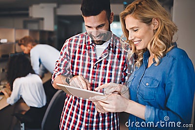 Corporate coworkers brainstorming in company Stock Photo