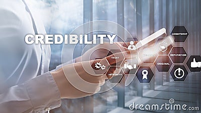 Corporate credibility improvement concept. Multiple exposure, mixed media background Stock Photo