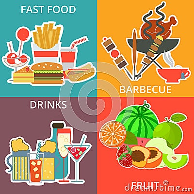 Corporate Design. background for sale and advertising of food and drinks. Cartoon Illustration