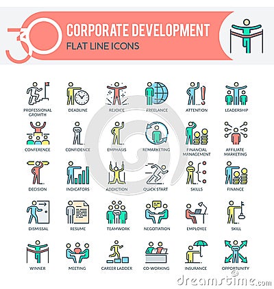 Corporate Development Icons Vector Illustration