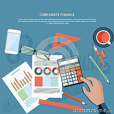 Corporate finance, business management concept Vector Illustration