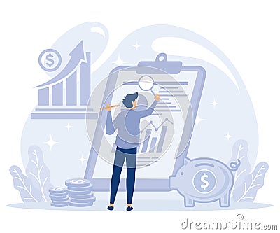 Corporate finance concept, professional accountant calculates company Vector Illustration