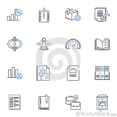 Corporate finance line icons collection. Capital, Investments, Valuation, Debt, Equity, Mergers, Acquisitions vector and Vector Illustration