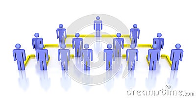 Corporate hierarchy business network 3d people Cartoon Illustration