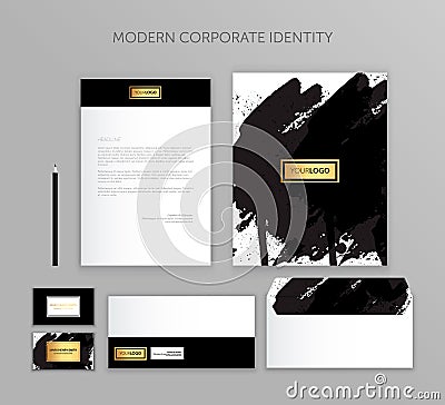 Corporate identity business set. Modern stationery template design. Documentation for business. Cartoon Illustration