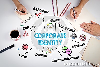 Corporate Identity Concept. The meeting at the white office table Stock Photo